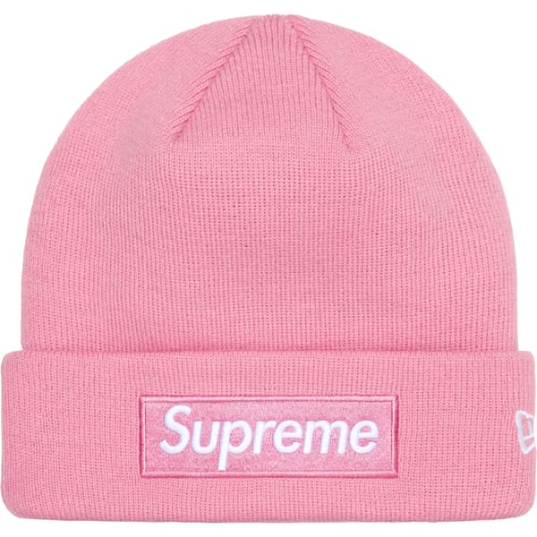 Supreme New Era Box Logo Beanie - Dusty Pink (front)