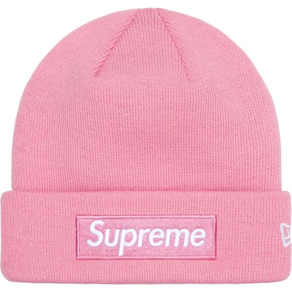 Supreme New Era Box Logo Beanie - Dusty Pink (front)