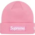 Supreme New Era Box Logo Beanie - Dusty Pink (front)