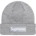 Supreme New Era Box Logo Beanie - Heather Grey (front)
