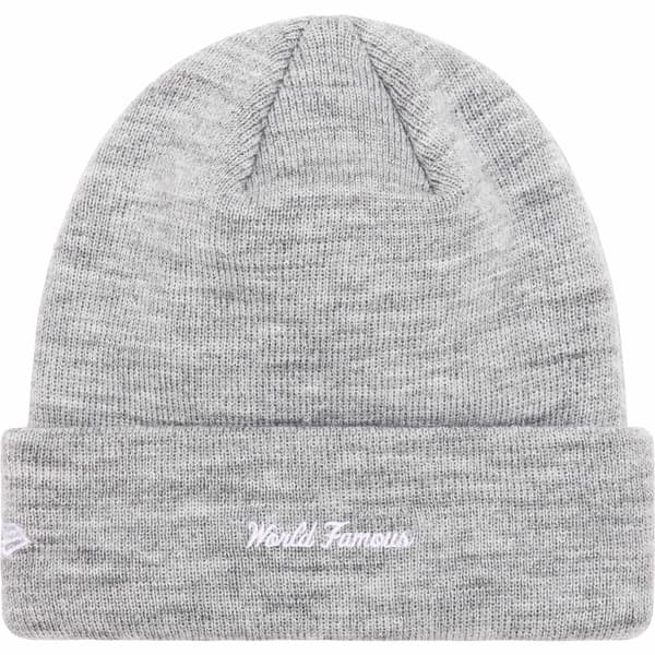 Supreme New Era Box Logo Beanie - Heather Grey (front)