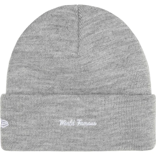 Supreme New Era Box Logo Beanie - Heather Grey (front)