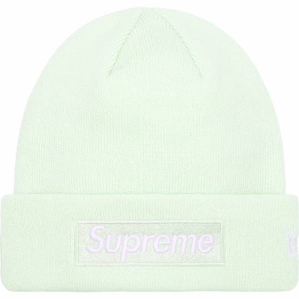 Supreme New Era Box Logo Beanie - Light Green (front)