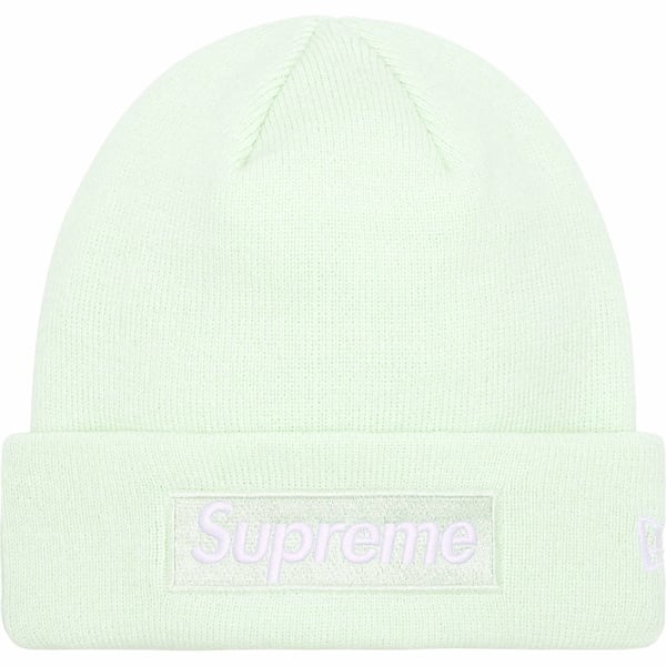 Supreme New Era Box Logo Beanie - Light Green (front)