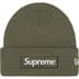 Supreme New Era Box Logo Beanie - Light Olive (front)