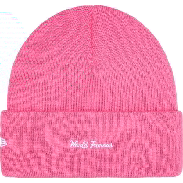Supreme New Era Box Logo Beanie - Magenta (front)