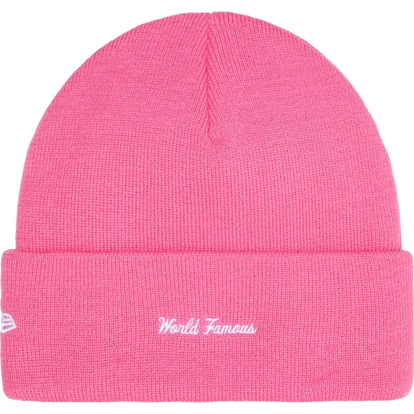 Supreme New Era Box Logo Beanie - Magenta (front)