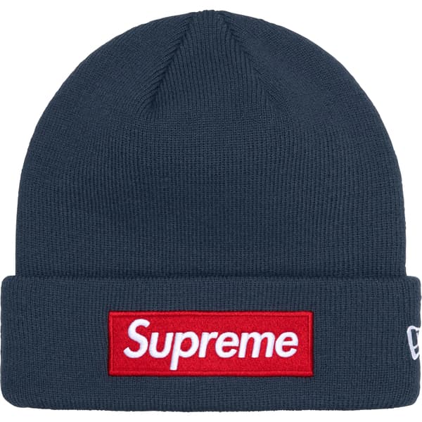 Supreme New Era Box Logo Beanie - Navy (front)