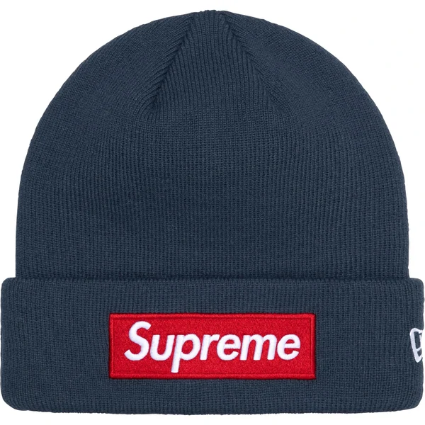 Supreme New Era Box Logo Beanie - Navy (front)