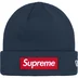 Supreme New Era Box Logo Beanie - Navy (front)