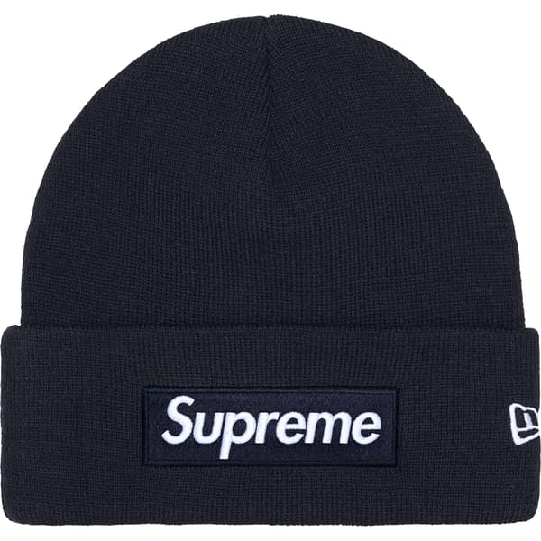 Supreme New Era Box Logo Beanie - Navy (front)