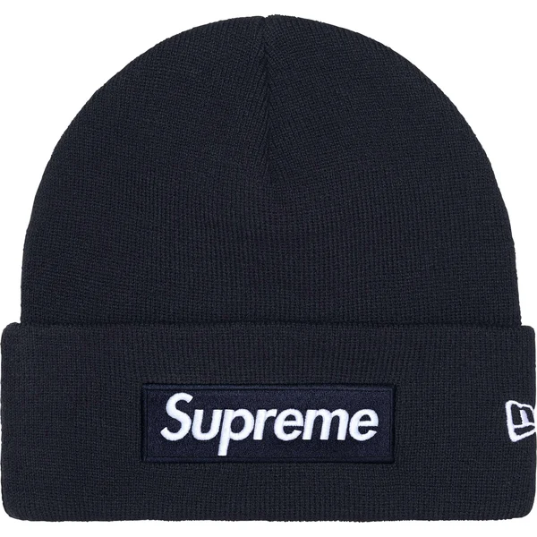 Supreme New Era Box Logo Beanie - Navy (front)