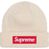 Supreme New Era Box Logo Beanie - Stone (front)