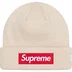 Supreme New Era Box Logo Beanie - Stone (front)
