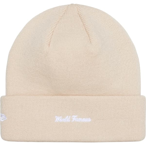 Supreme New Era Box Logo Beanie - Stone (front)