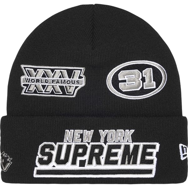 Supreme New Era Football Beanie - Black (front)