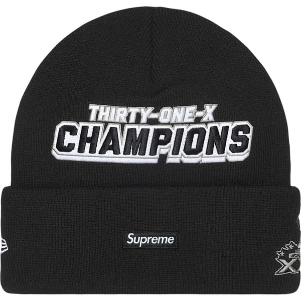 Supreme New Era Football Beanie - Black (front)
