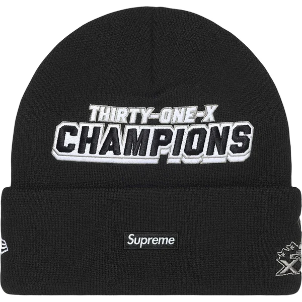 Supreme New Era Football Beanie - Black (front)