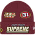 Supreme New Era Football Beanie - Cardinal (front)