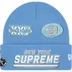 Supreme New Era Football Beanie - Light Blue (front)