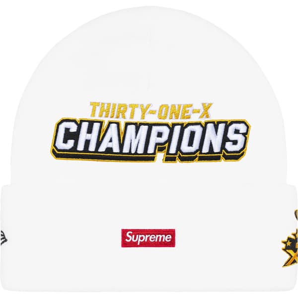 Supreme New Era Football Beanie - White (front)