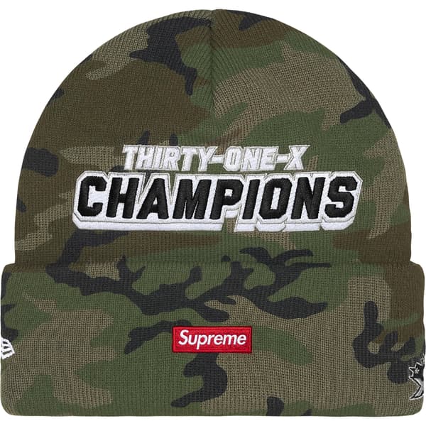 Supreme New Era Football Beanie - Woodland Camo (front)
