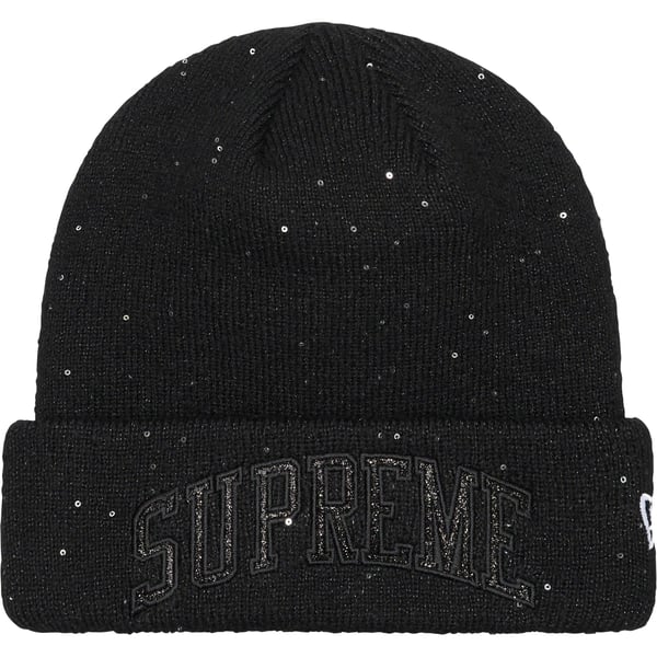 Supreme New Era Metallic Arc Beanie - Black (front)