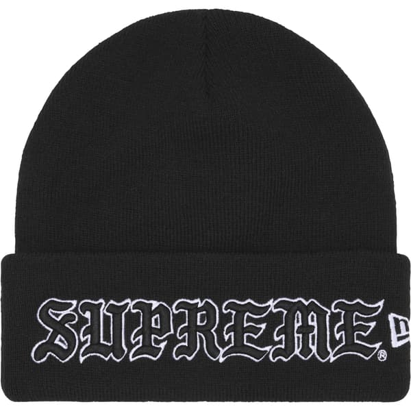 Supreme New Era Old English Beanie - Black (front)