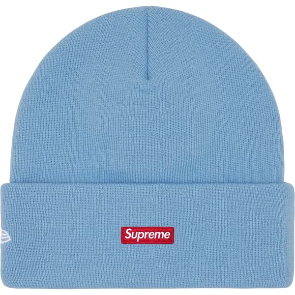 Supreme New Era Old English Beanie - Light Blue (front)