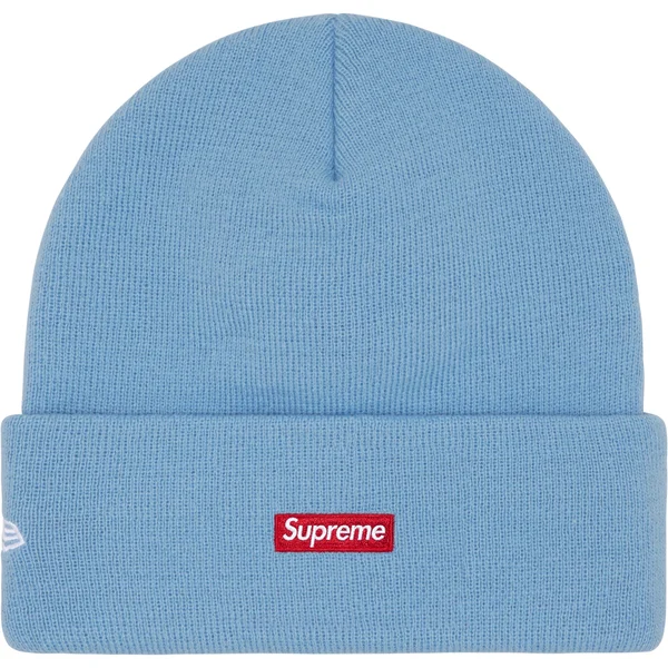 Supreme New Era Old English Beanie - Light Blue (front)