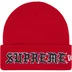 Supreme New Era Old English Beanie - Red (front)