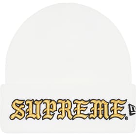 Supreme New Era Old English Beanie White