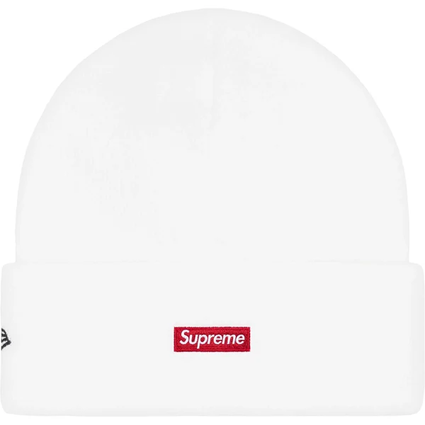 Supreme New Era Old English Beanie - White (front)