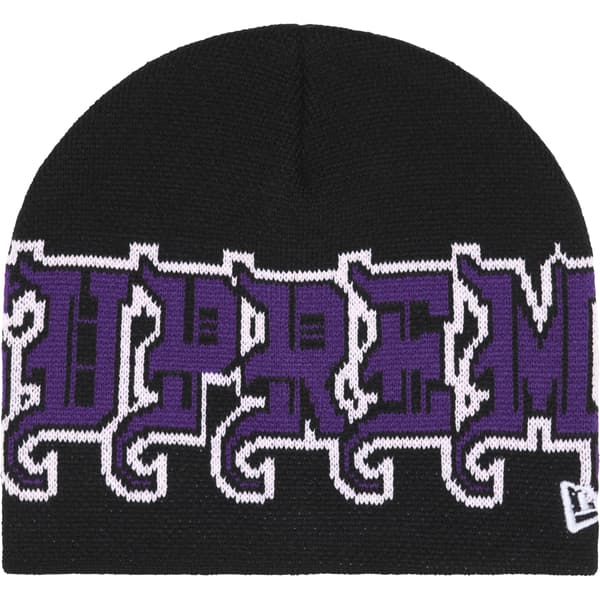 Supreme New Era Outline Beanie - Black (front)