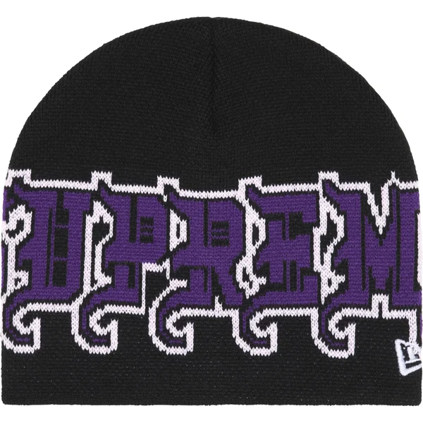 Supreme New Era Outline Beanie - Black (front)