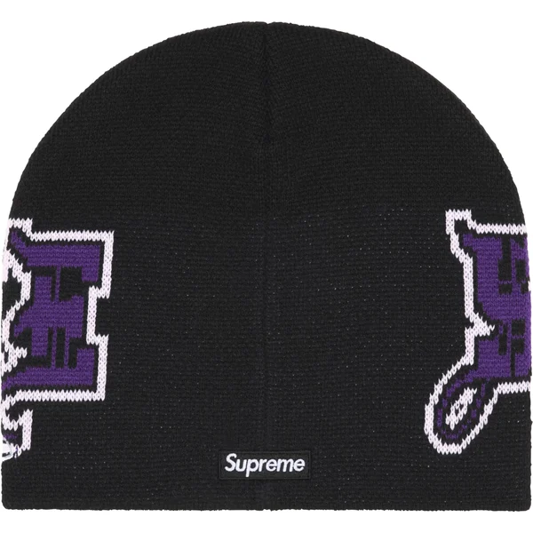 Supreme New Era Outline Beanie - Black (front)
