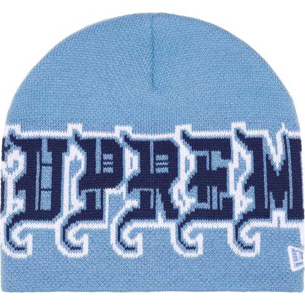 Supreme New Era Outline Beanie - Light Blue (front)