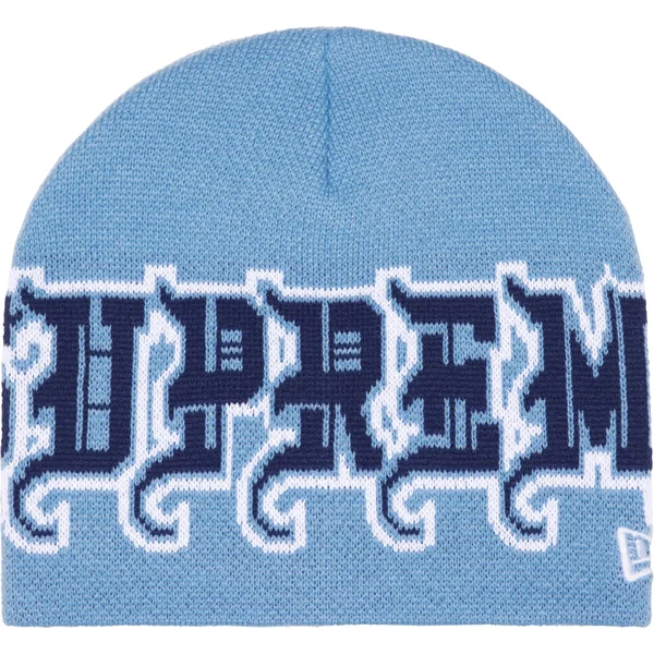 Supreme New Era Outline Beanie - Light Blue (front)