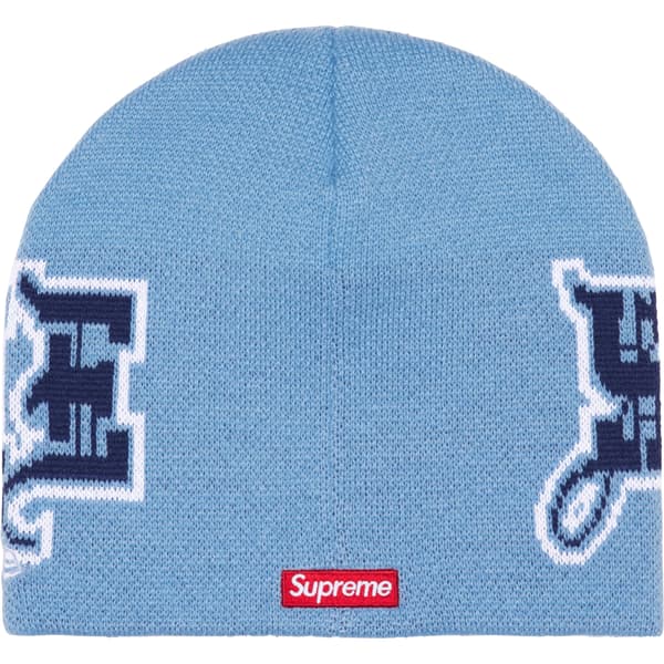 Supreme New Era Outline Beanie - Light Blue (front)