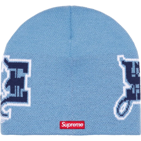 Supreme New Era Outline Beanie - Light Blue (front)