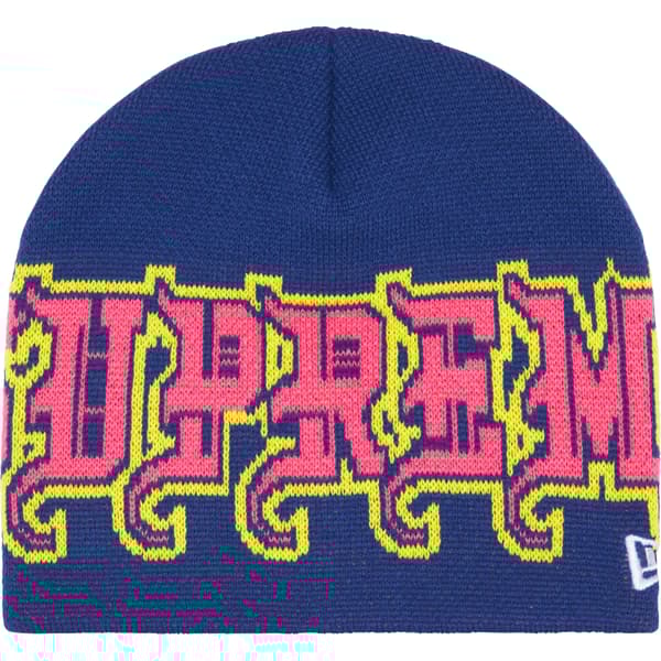 Supreme New Era Outline Beanie - Navy (front)
