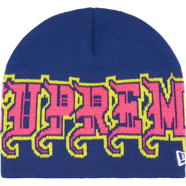 Supreme New Era Outline Beanie - Navy (front)