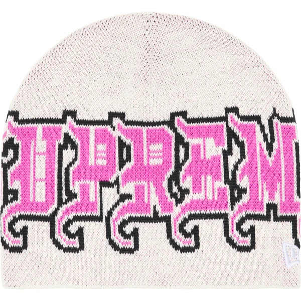 Supreme New Era Outline Beanie - White (front)