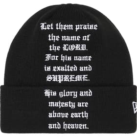 Supreme New Era Psalm Beanie Black