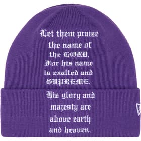 Supreme New Era Psalm Beanie Purple