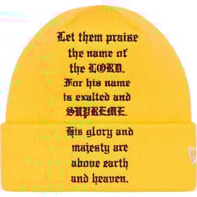 Supreme New Era Psalm Beanie Yellow