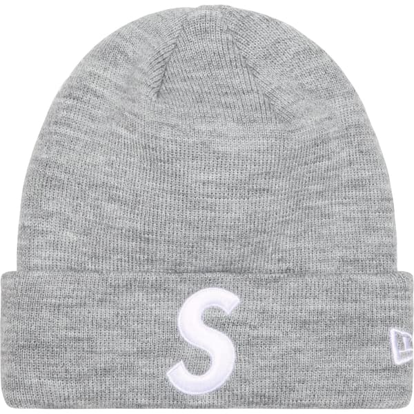 Supreme New Era S Logo Beanie - Heather Grey (front)