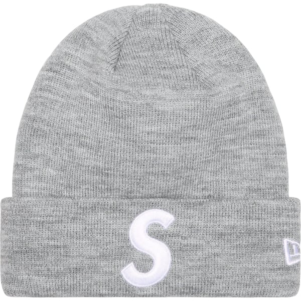 Supreme New Era S Logo Beanie - Heather Grey (front)
