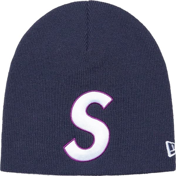 Supreme New Era S Logo Beanie - Light Navy (front)