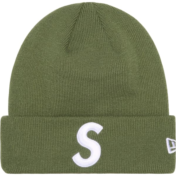 Supreme New Era S Logo Beanie - Olive (front)